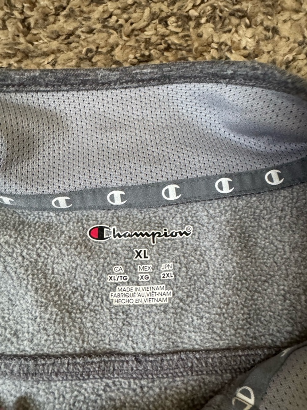 Champion Gray Crewneck Fleece Pullover with Logo Trim - Picture 2 of 2